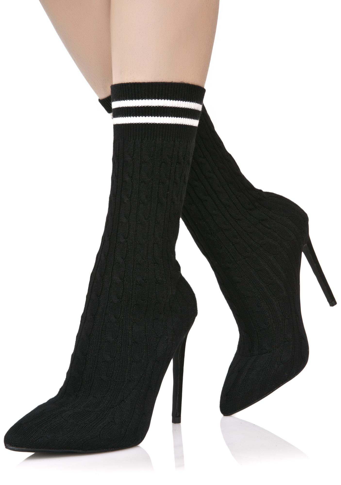 Black Sock Ankle Boots Dolls Kill