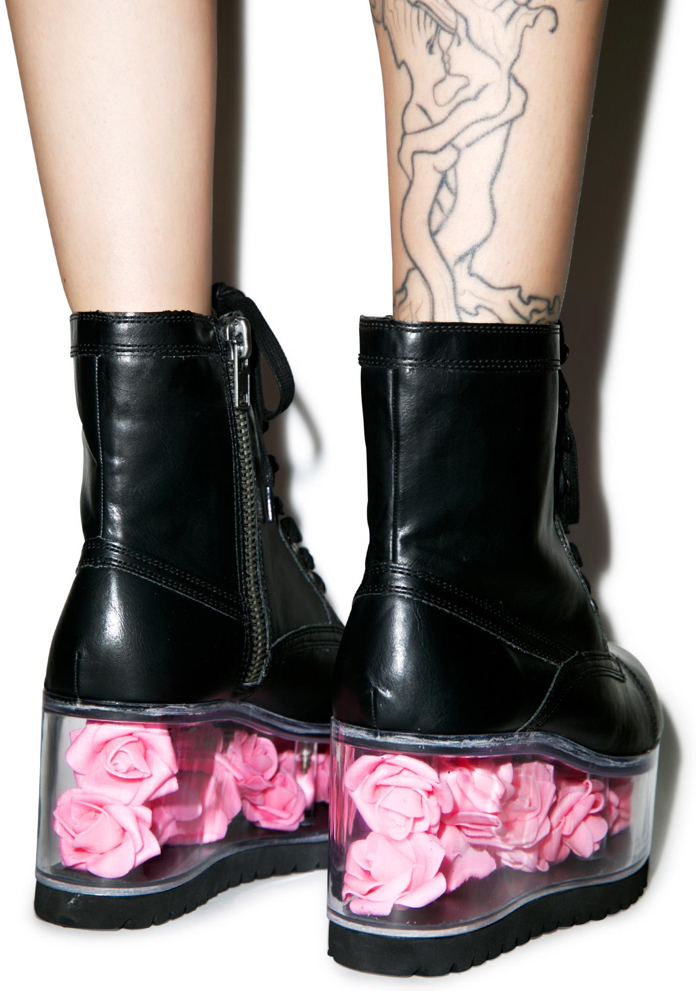 Y.R.U. G.I. Rose Platform Boots Dolls Kill