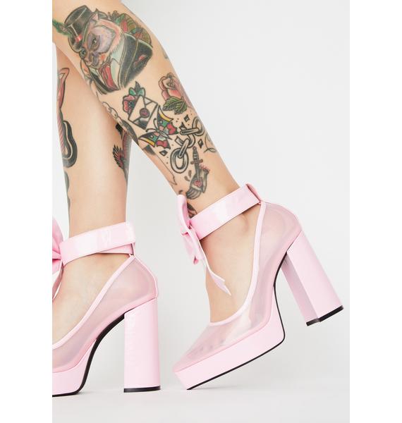 Sugar Thrillz Bow Mary Jane Heels Pastel Pink Dolls Kill