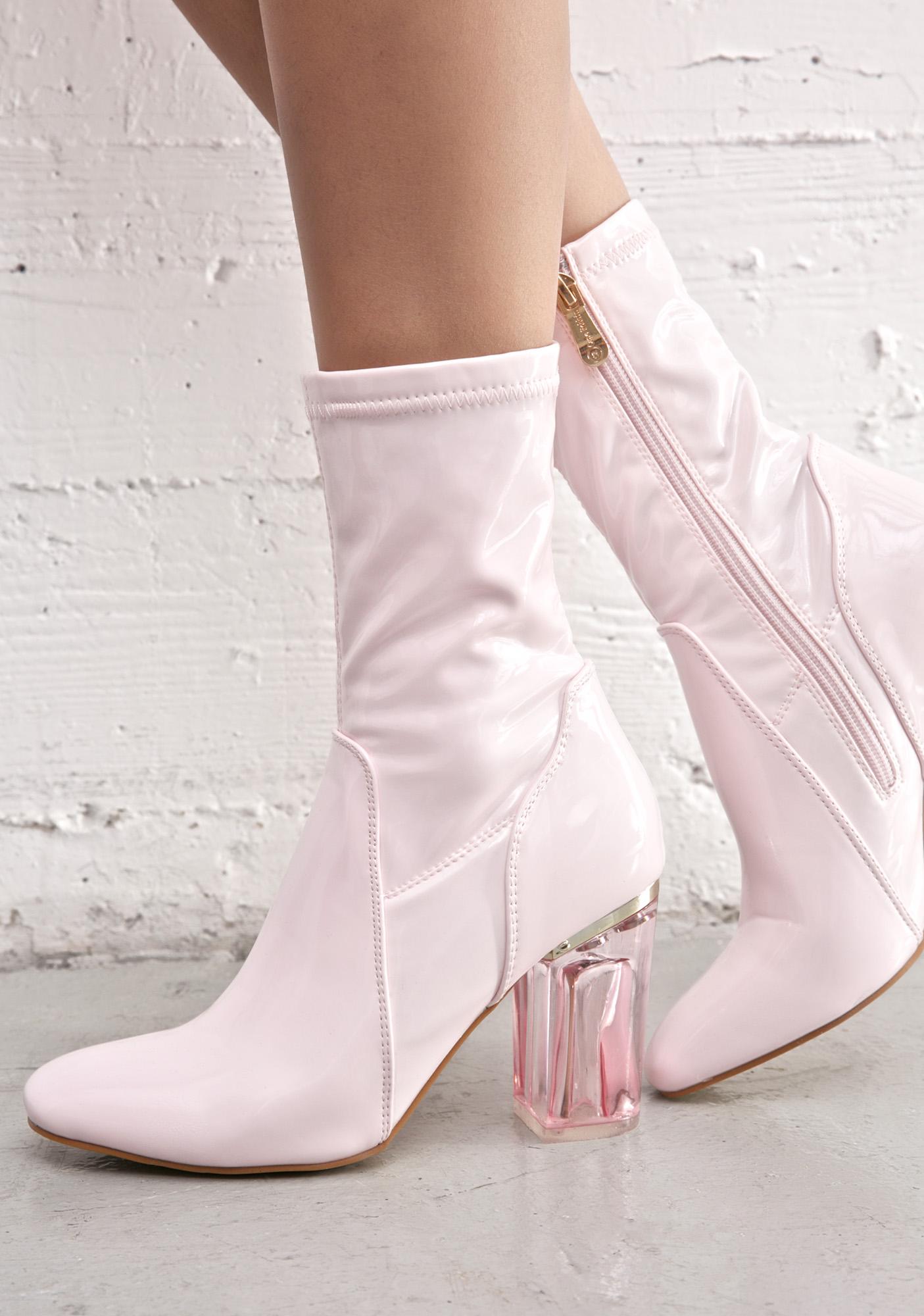 Pink Clear Heel Boot Dolls Kill 9358