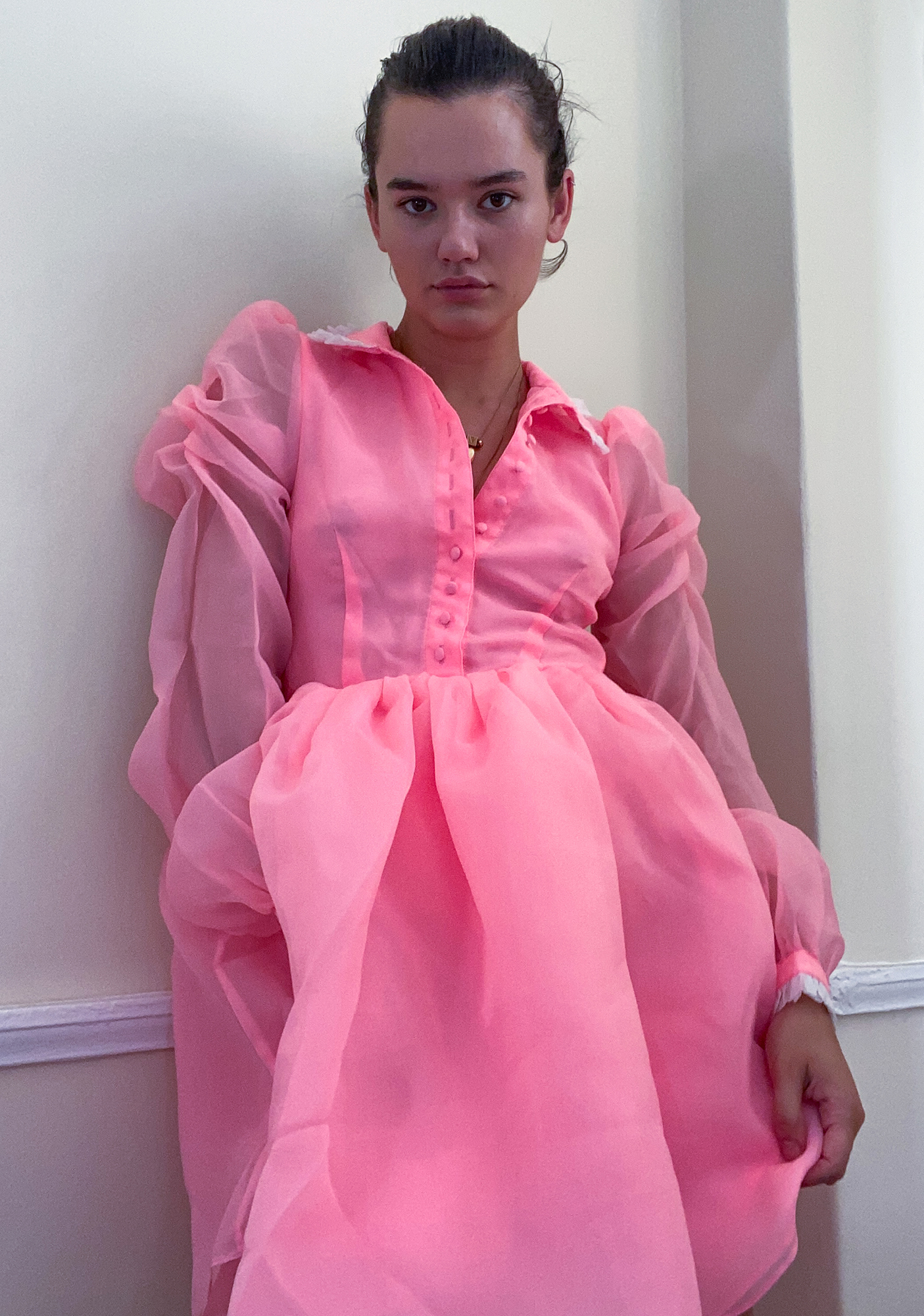 Selkie Highlighter Pink Kiki Long Sleeve Dress Dolls Kill