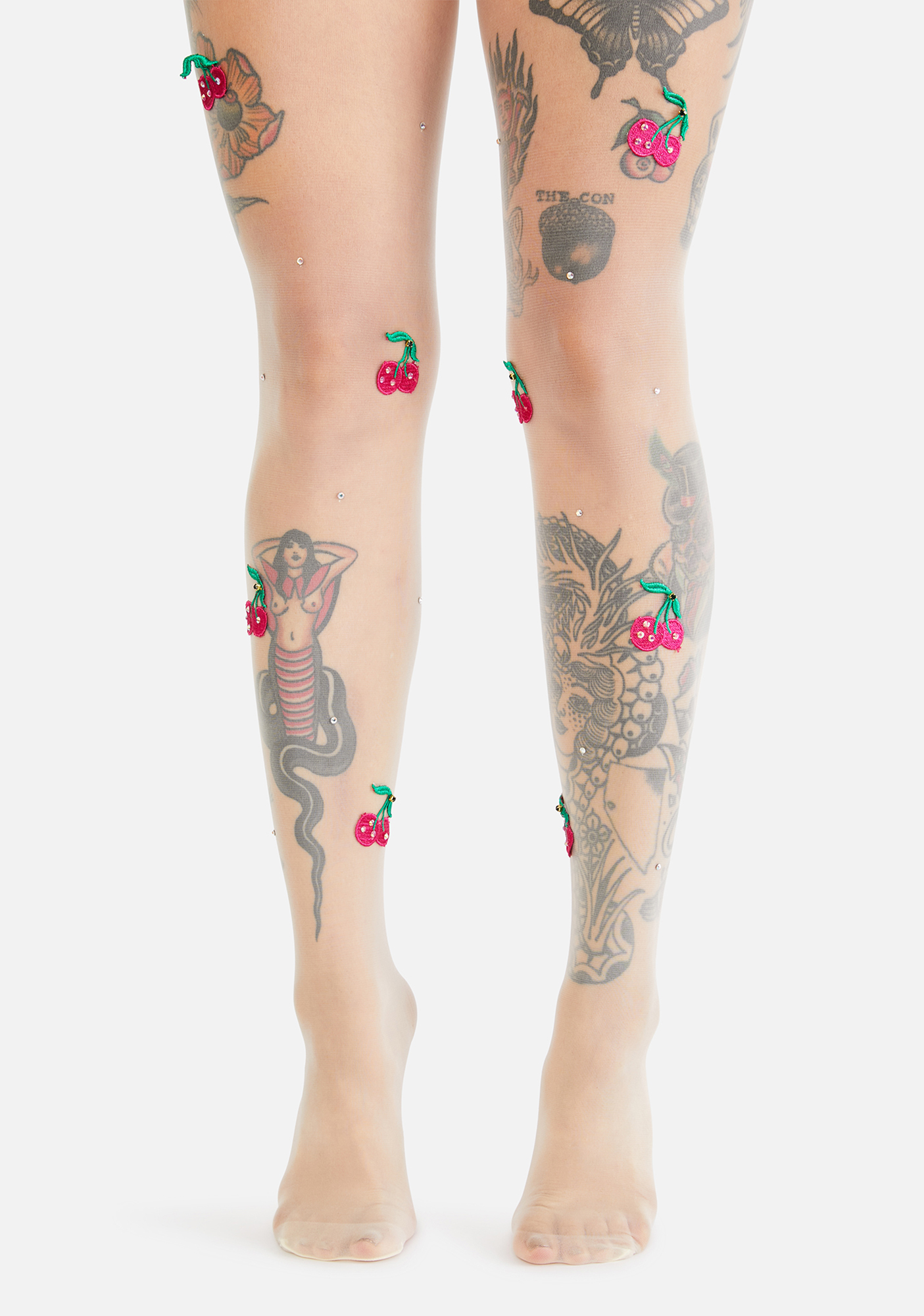 Cherry Pearls Sheer Tights White Dolls Kill