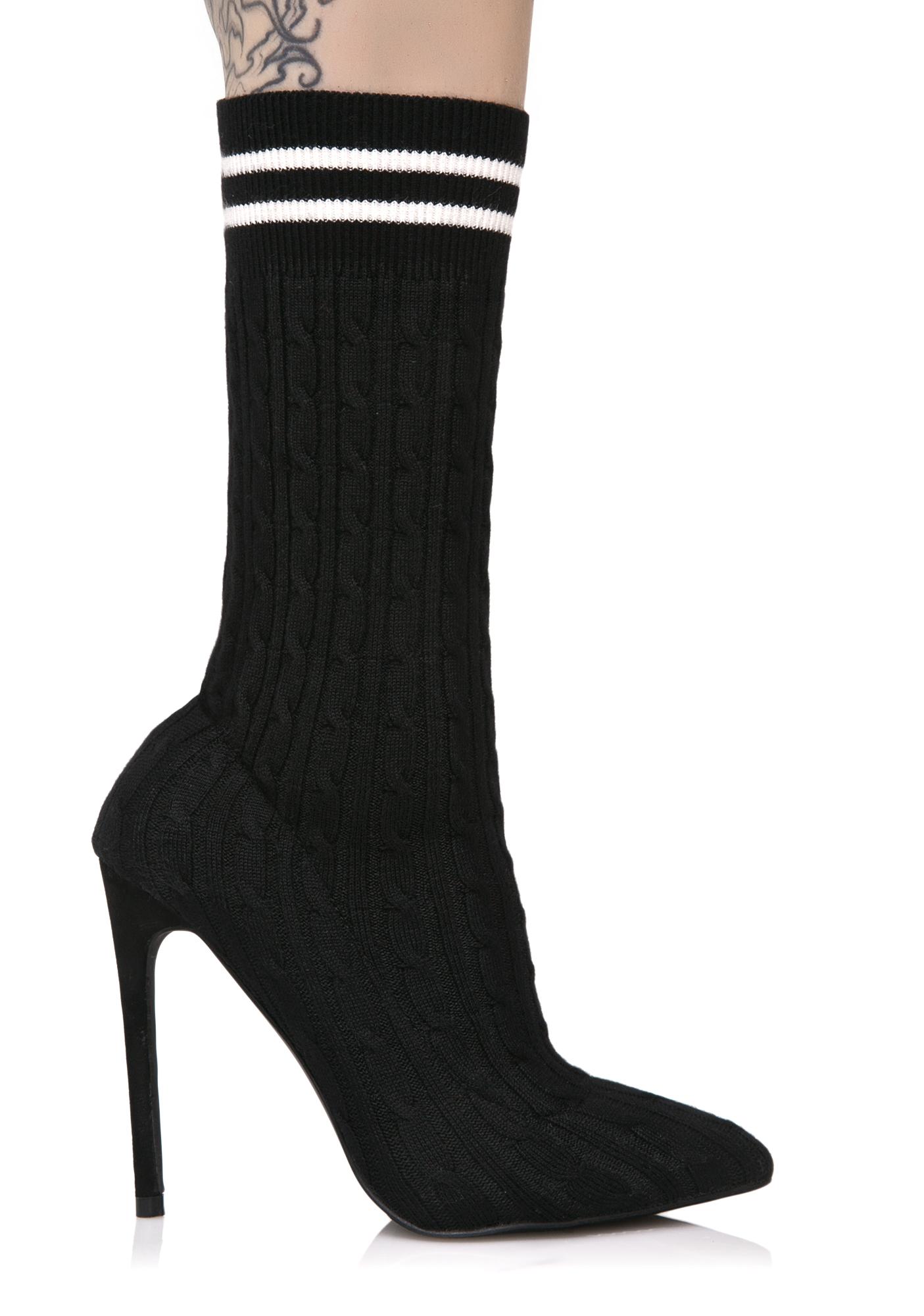 Black Sock Ankle Boots Dolls Kill
