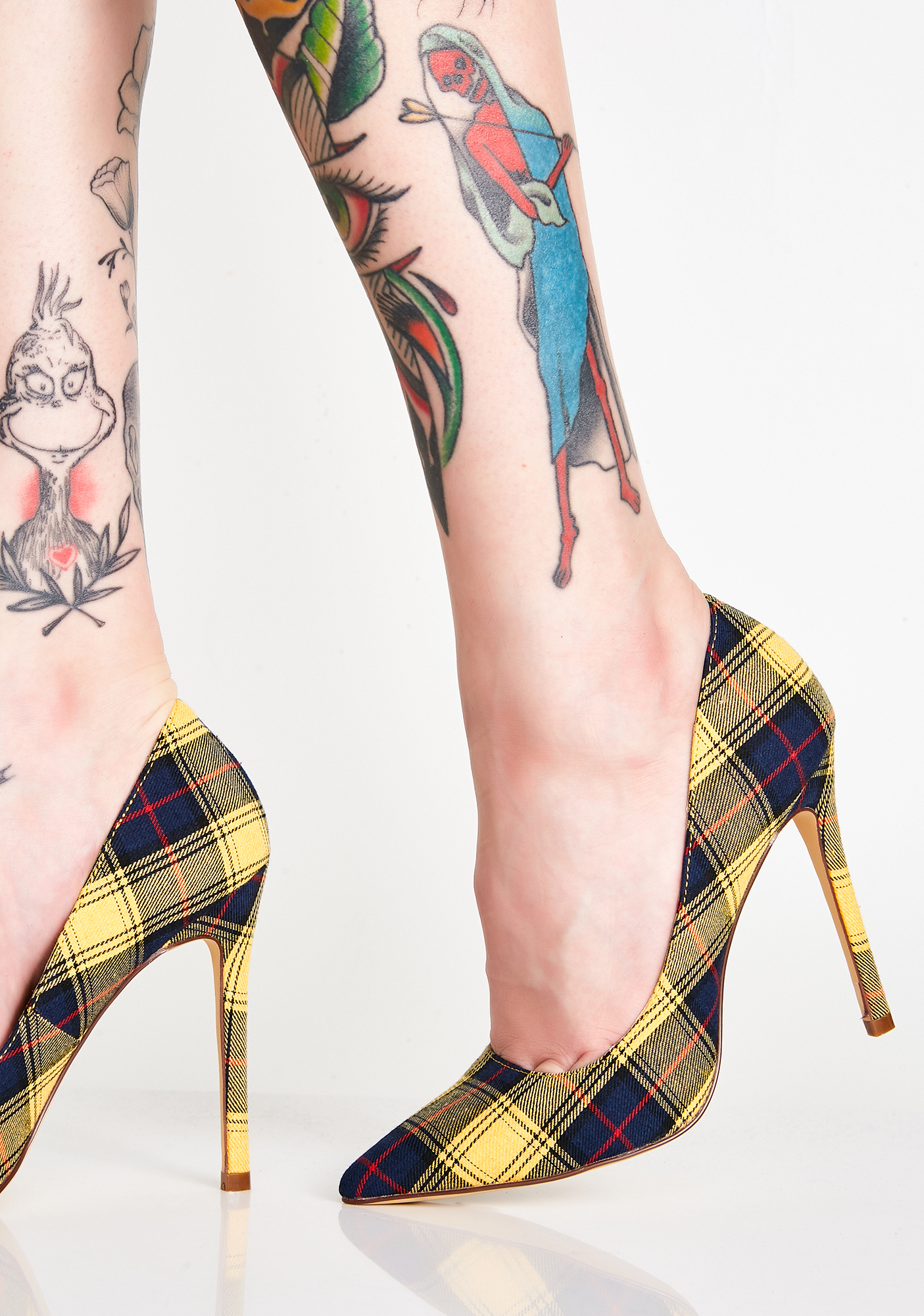 Yellow plaid heels Clearance