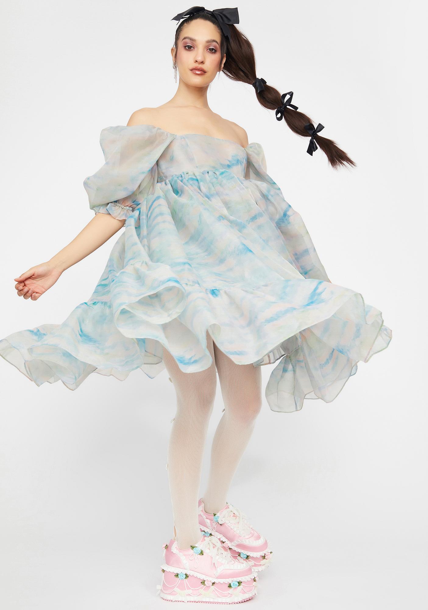 Selkie The Renoir Sky French Puff Dress | Dolls Kill