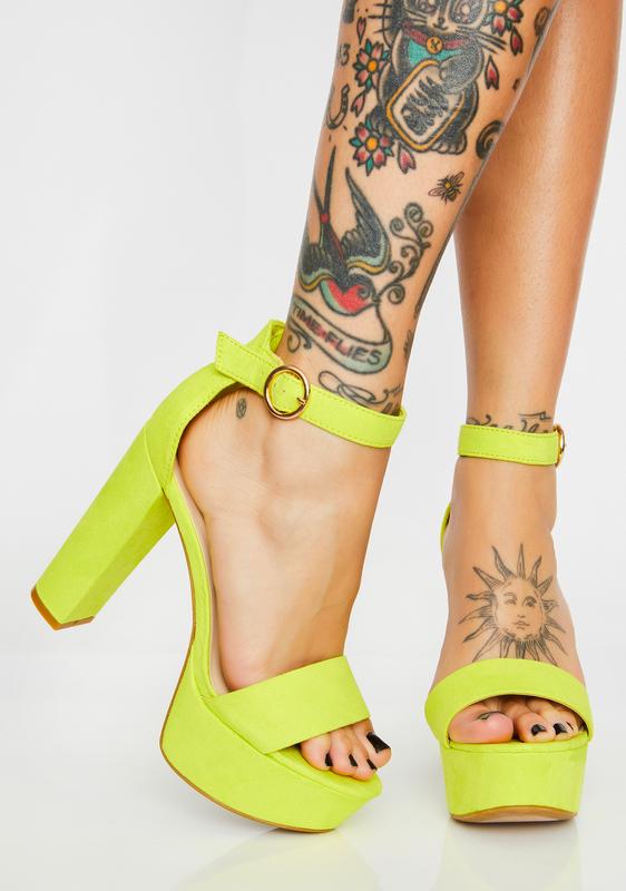 neon chunky platform heels