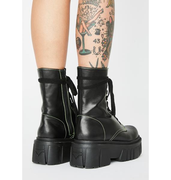 Horoscopez Neon Stitch Platform Combat Boots Dolls Kill