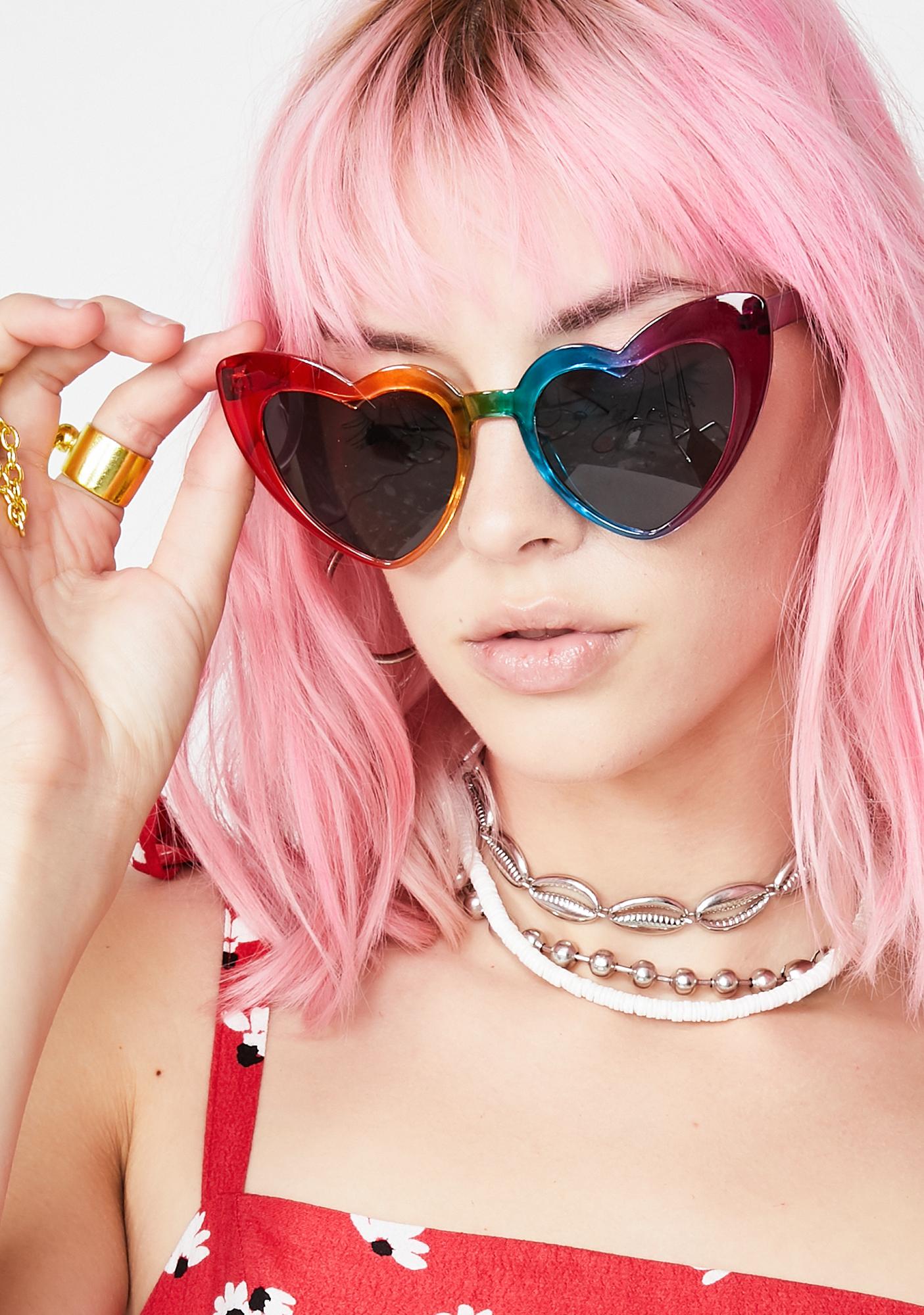 heart shaped rainbow sunglasses