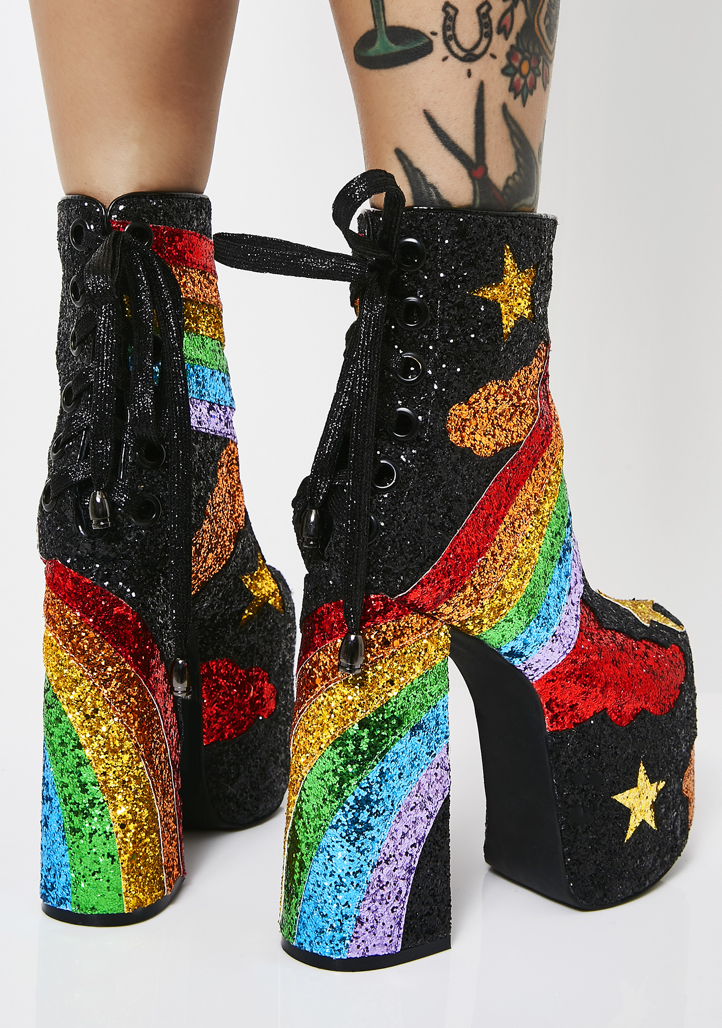 glitter rainbow boots