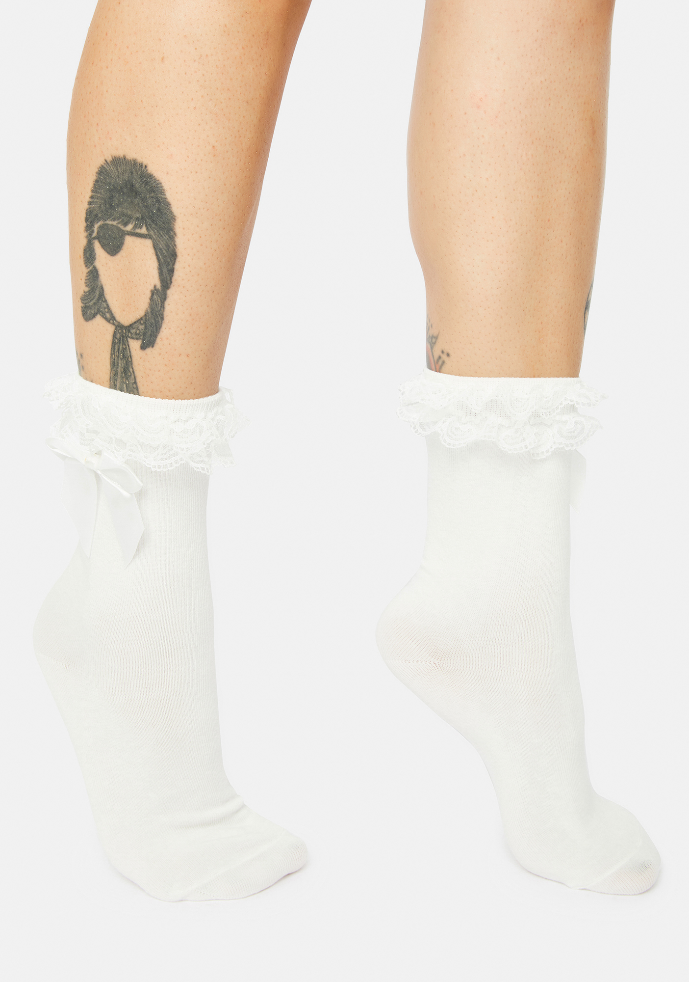 Lace Ruffle Ankle Socks With Satin Bows White Dolls Kill
