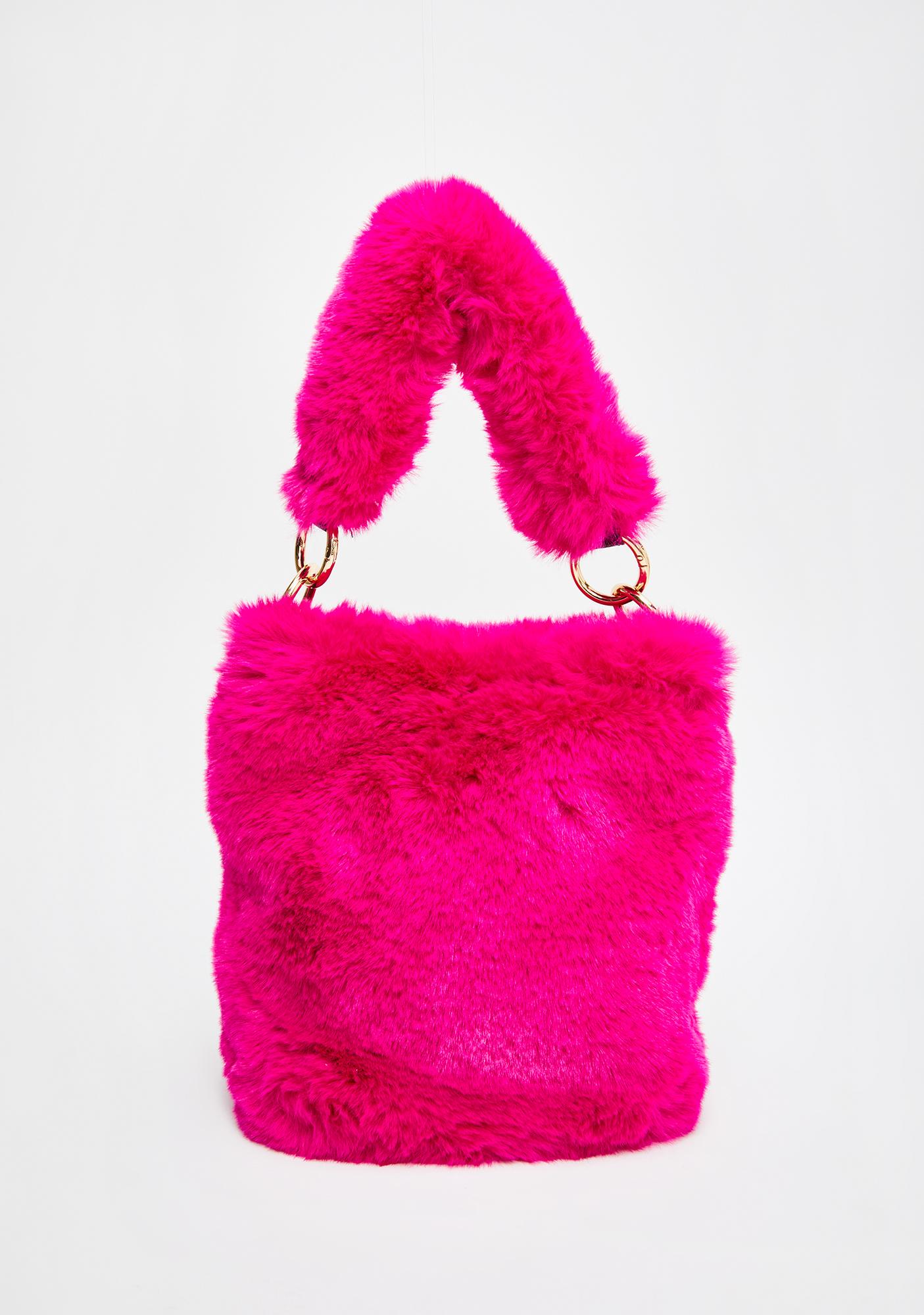 Fuzzy Faux Fur Handbag Dark Pink Fuchsia | Dolls Kill