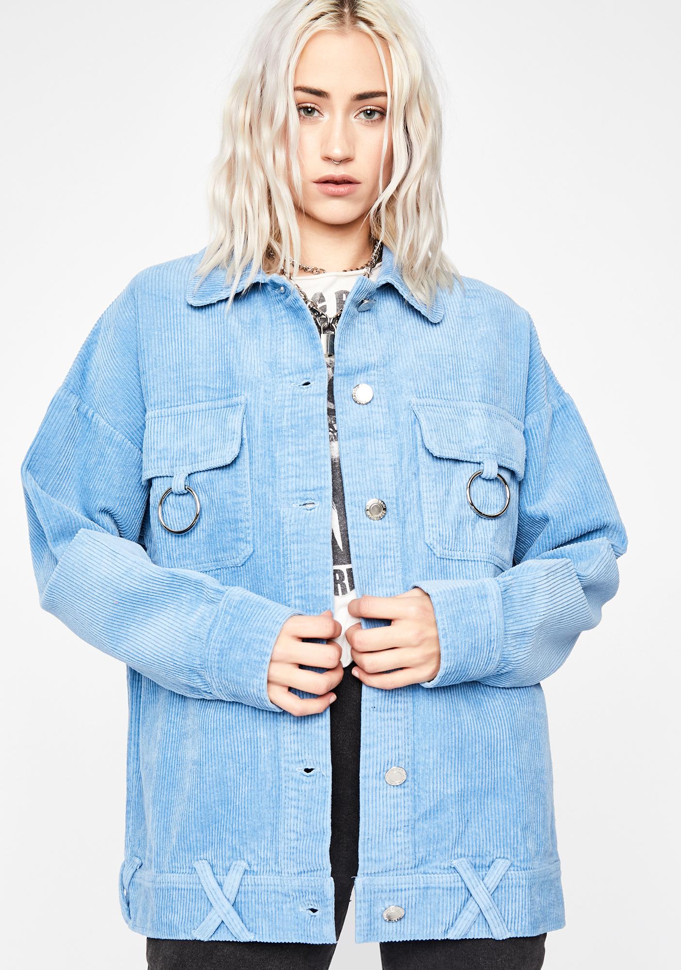 Light Blue Corduroy O-Ring Trucker Jacket | Dolls Kill