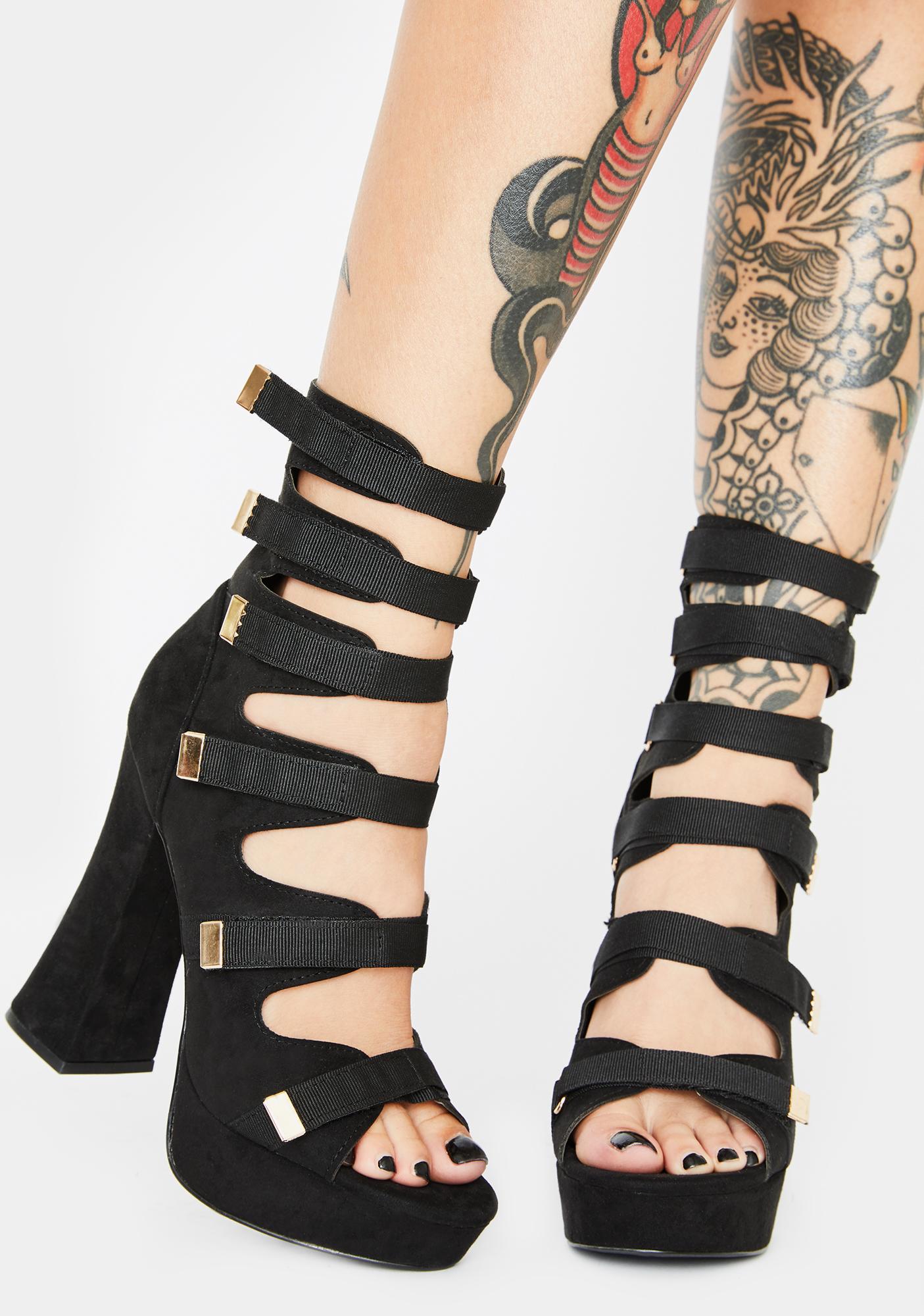 detailed look various colors new list Black Strappy Chunky Platform Heels | Dolls Kill detailed look various colors new list Black Strappy Chunky Platform Heels | Dolls Kill
