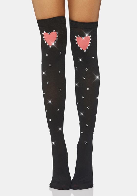 rhinestone thigh highs