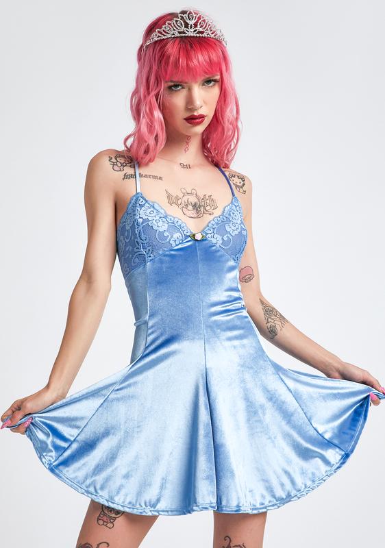 Delia's Velvet Mini Dress - Blue ...