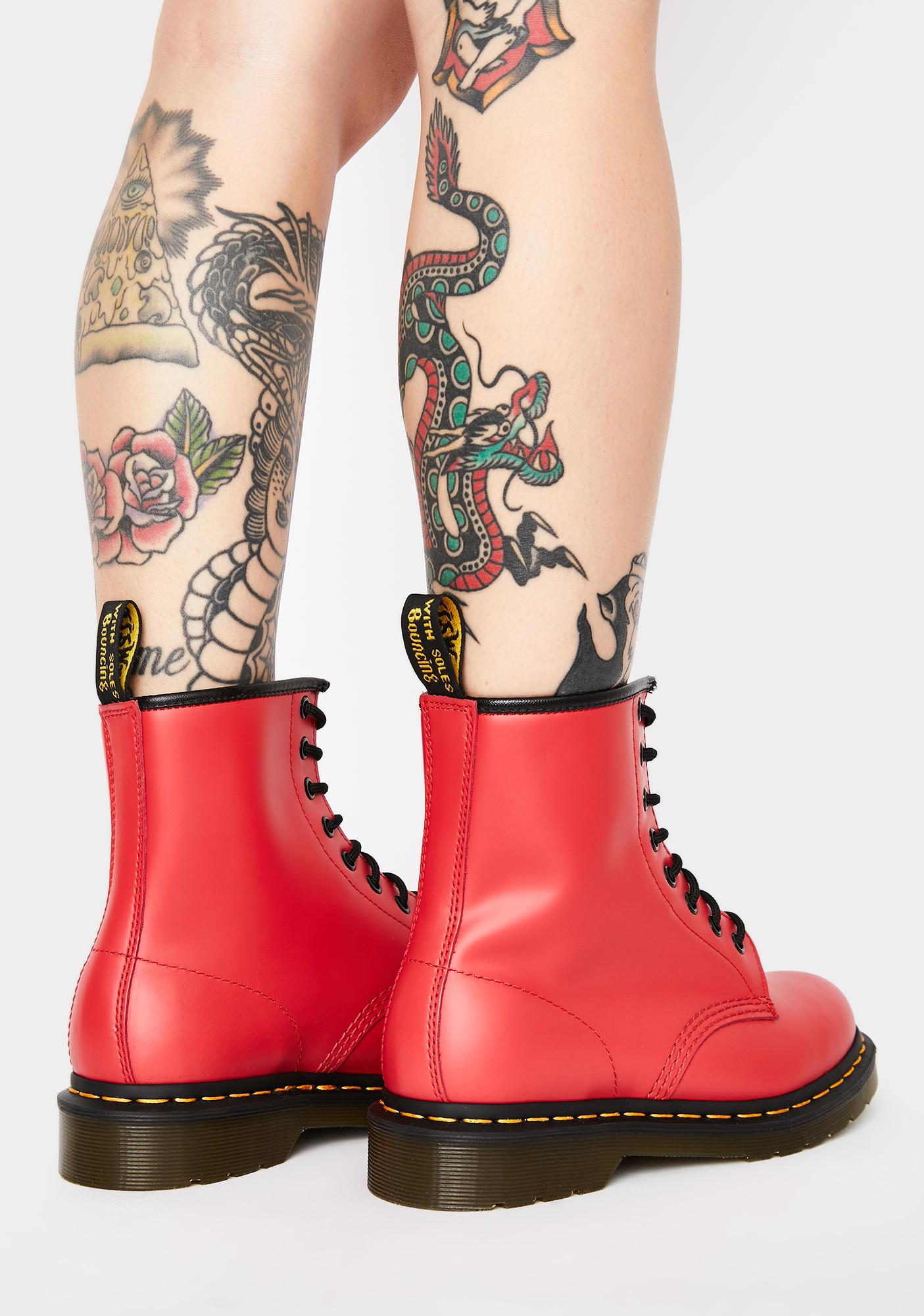 red colour boots