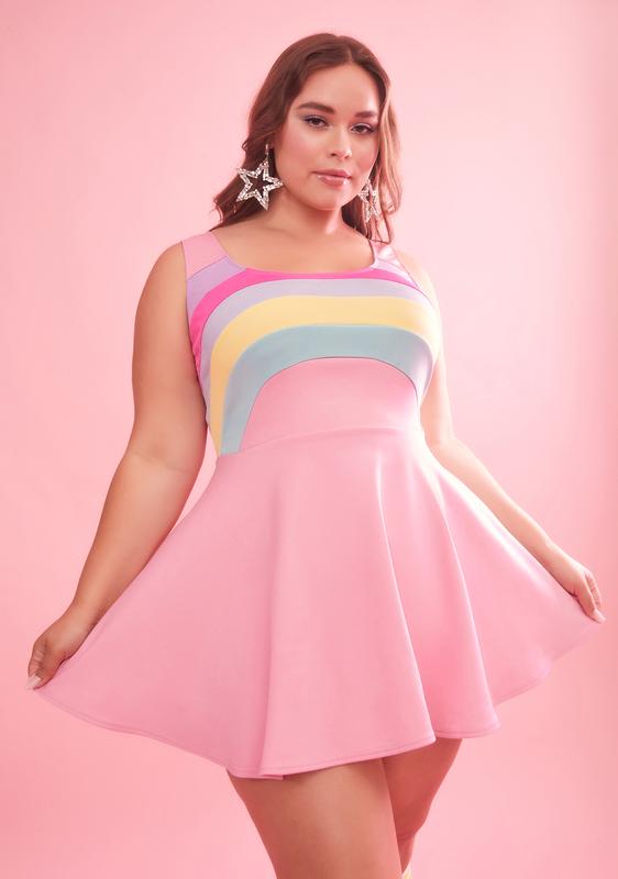rainbow plus size black dresses