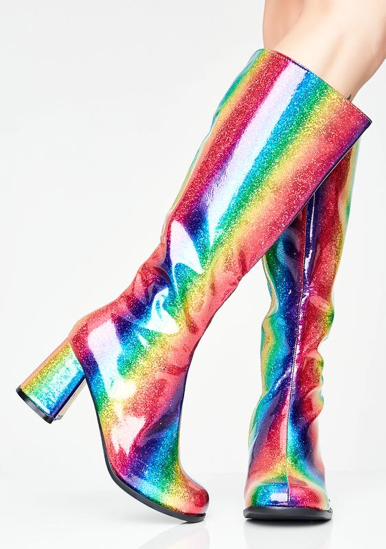 rainbow gogo boots