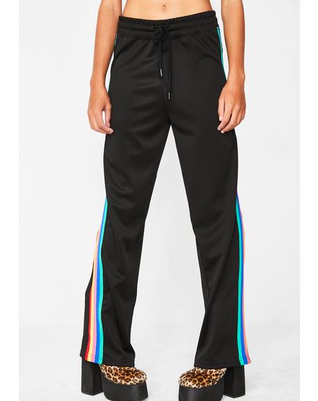 rainbow stripe track pants