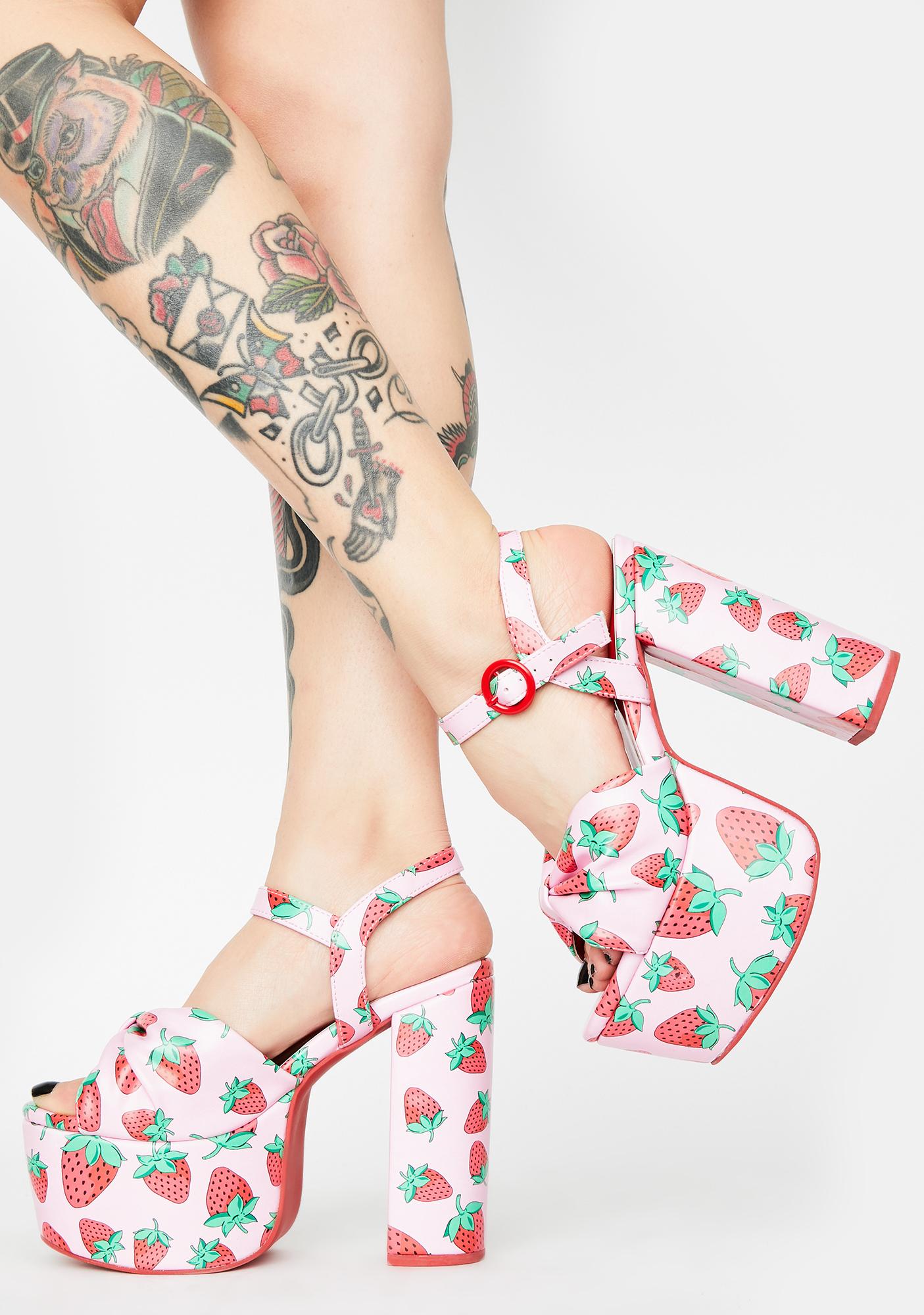 patterned platform heels