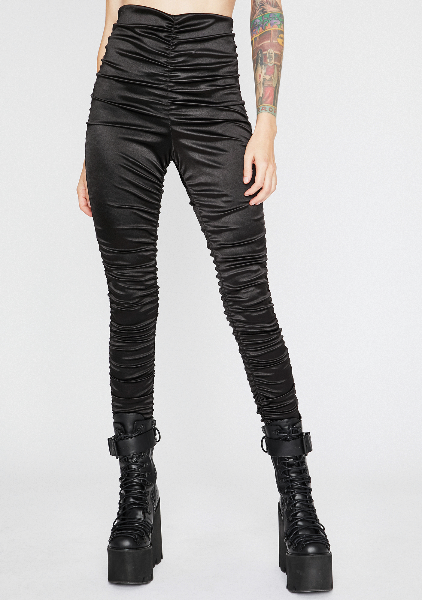 Satin Ruched Leggings Dolls Kill