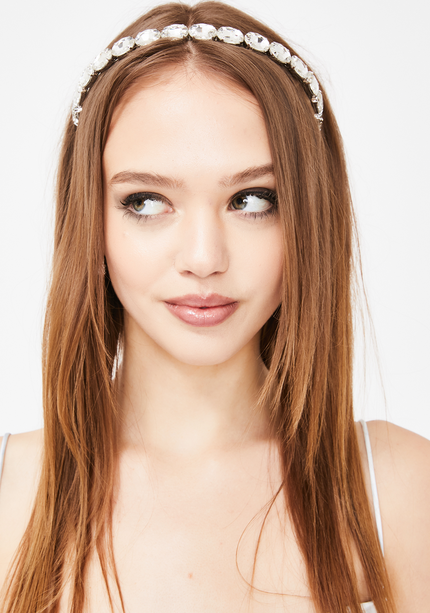 Clear Jewel Embellished Headband Silver Dolls Kill