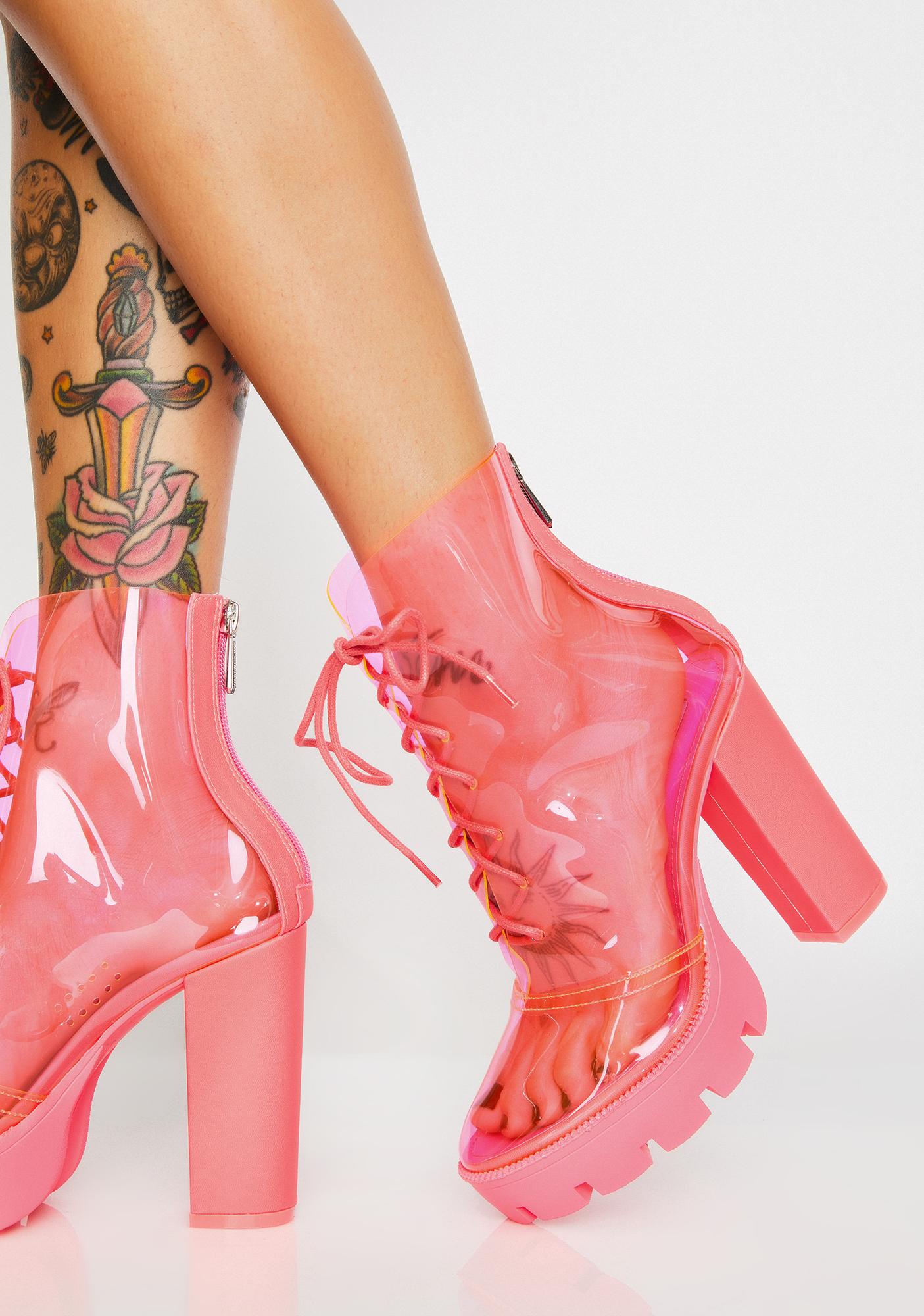 Boots Transparent PVC Pink Clear 