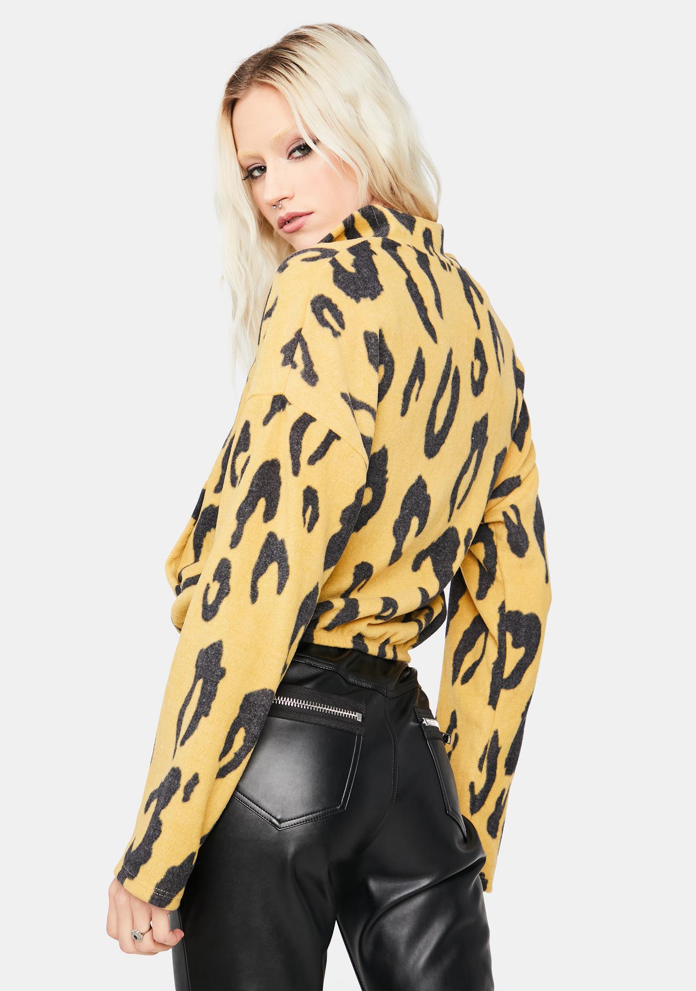 half zip leopard pullover