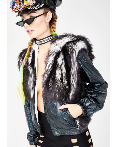 Space Fuzz Light Up Hologram Jacket