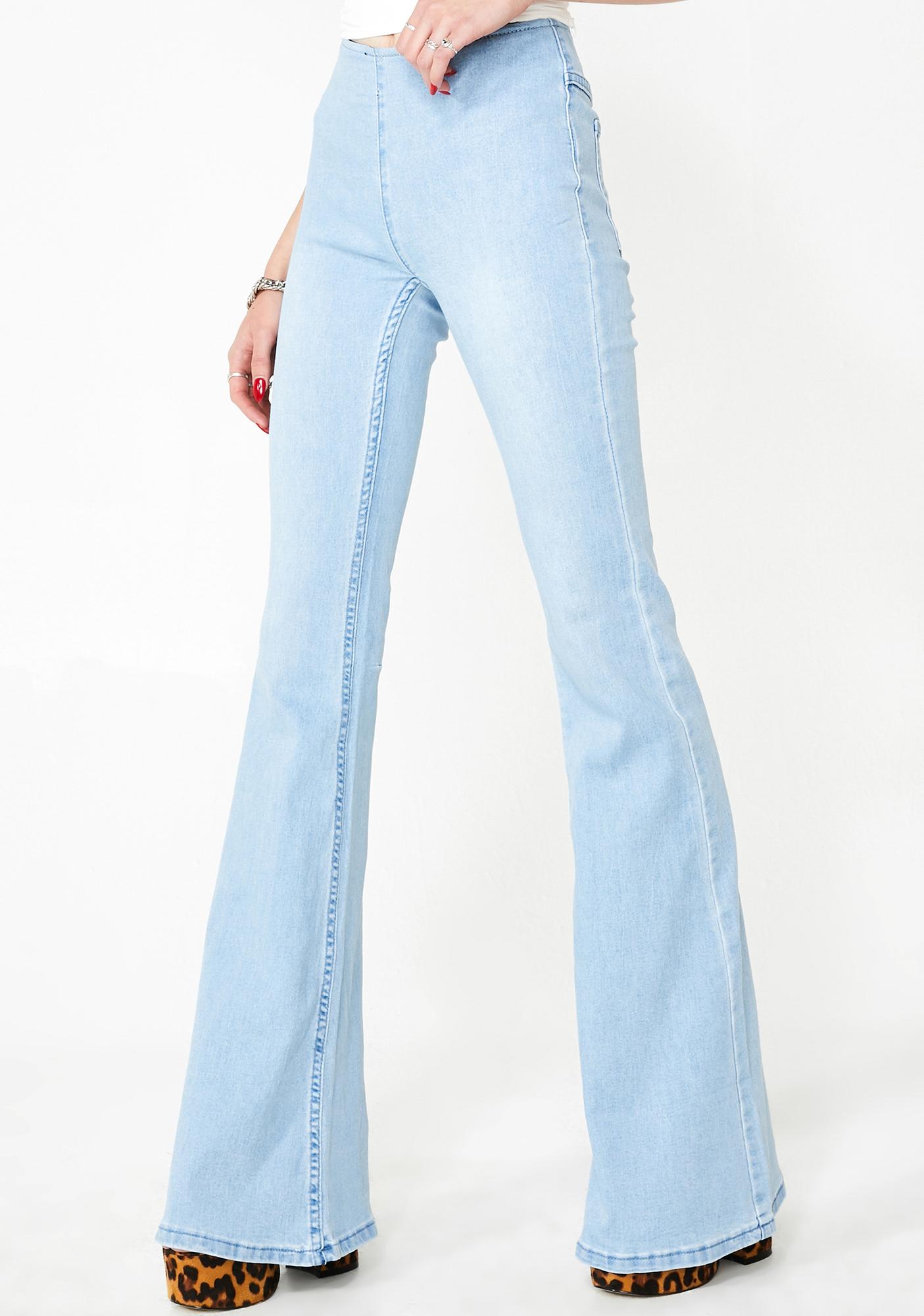 flare jeans with white stars