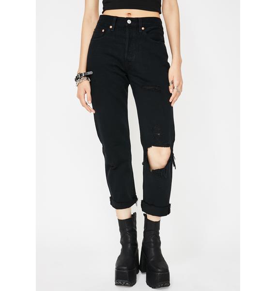 levis 501 cropped black