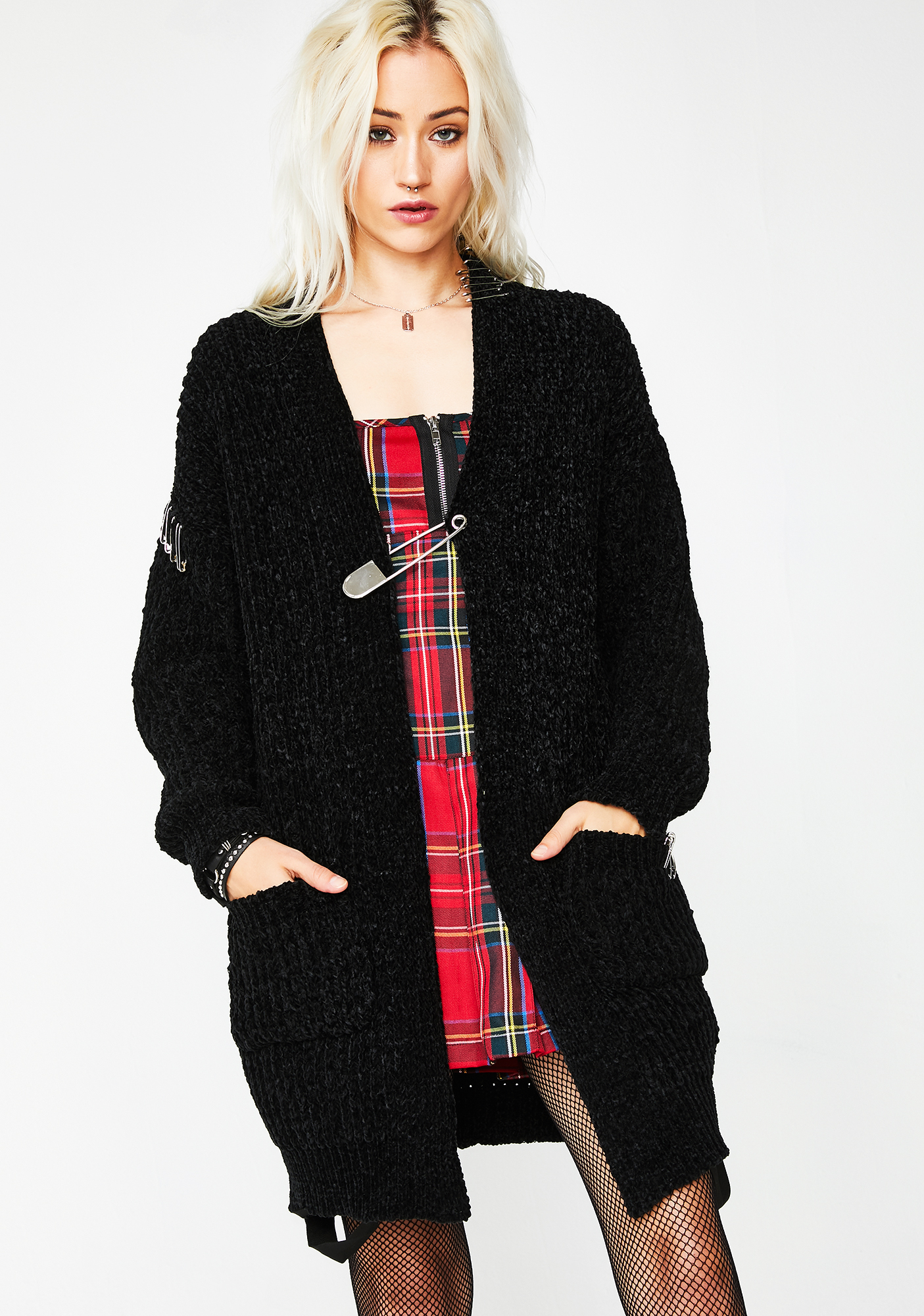 Current Mood Antisocial Climber Safety Pin Cardigan Dolls Kill