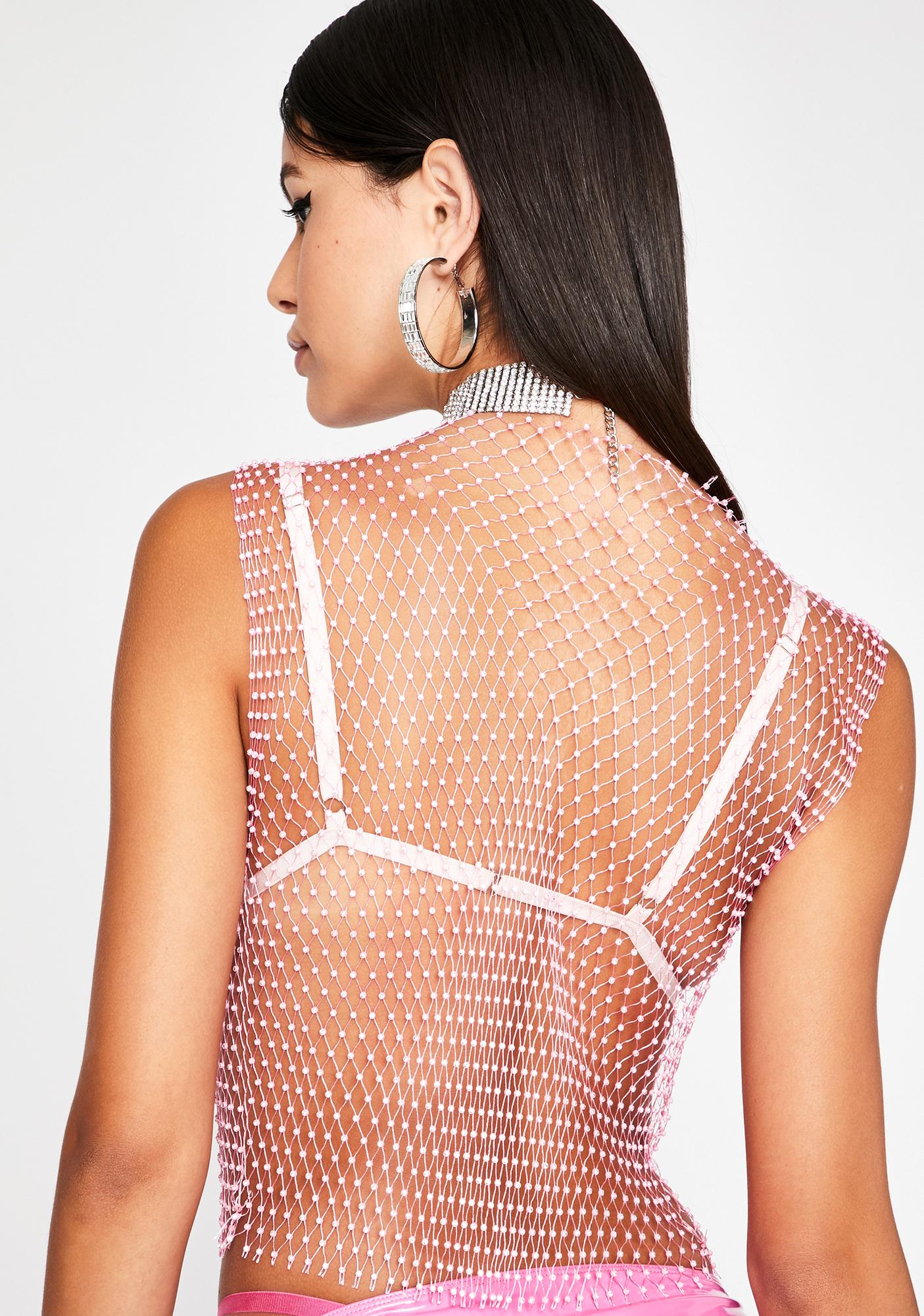 rhinestone fishnet top