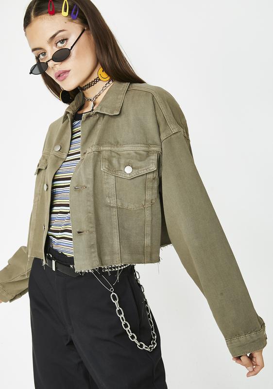olive cropped jacket