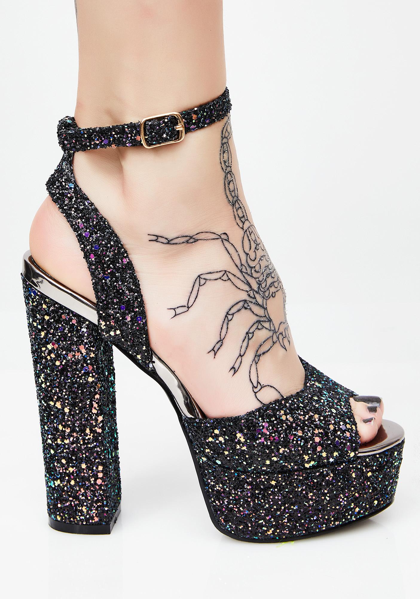 platform sparkly heels