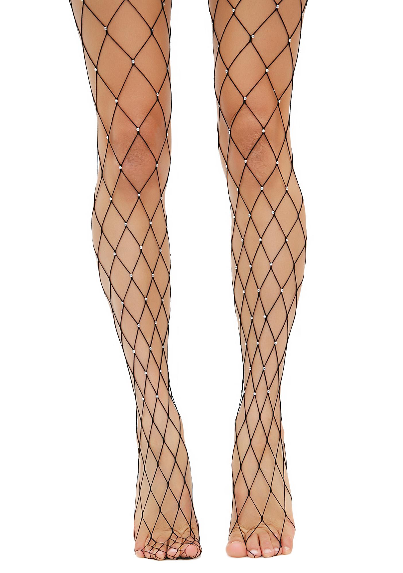 all over rhinestone fishnet tights