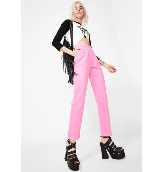 hot pink linen pants