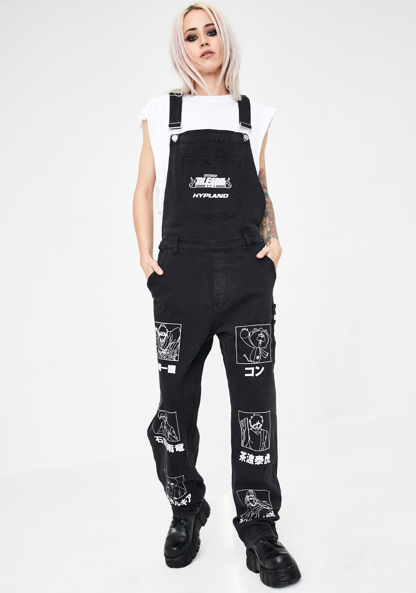 HYPLAND X Bleach Denim Overalls Dolls Kill