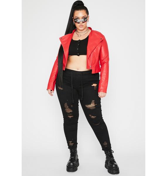 plus size red moto jacket