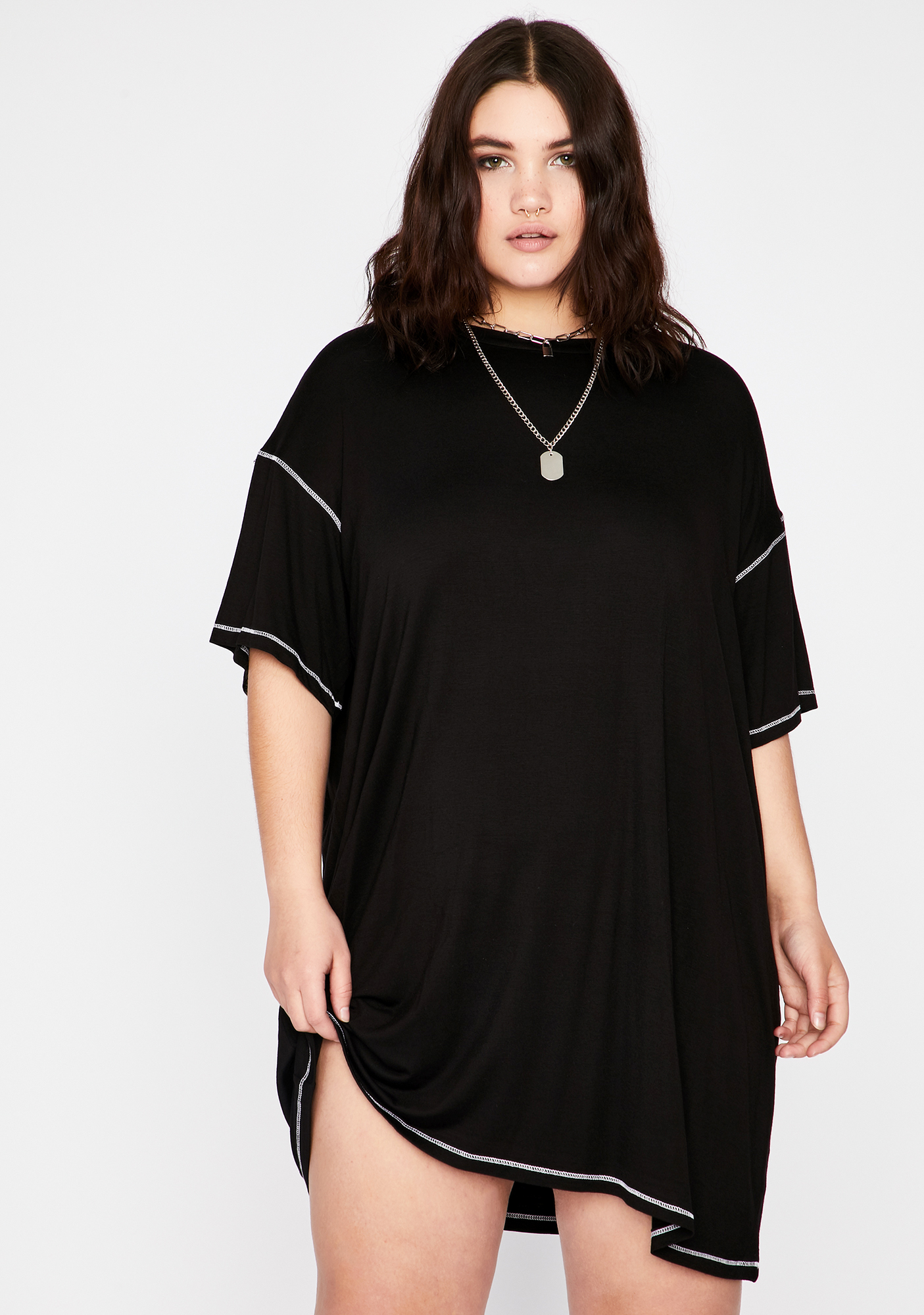 plus-size-black-oversized-contrast-stitching-t-shirt-dress-dolls-kill