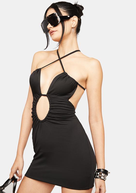 Plunge Bust Cutout Open Back Bodycon 