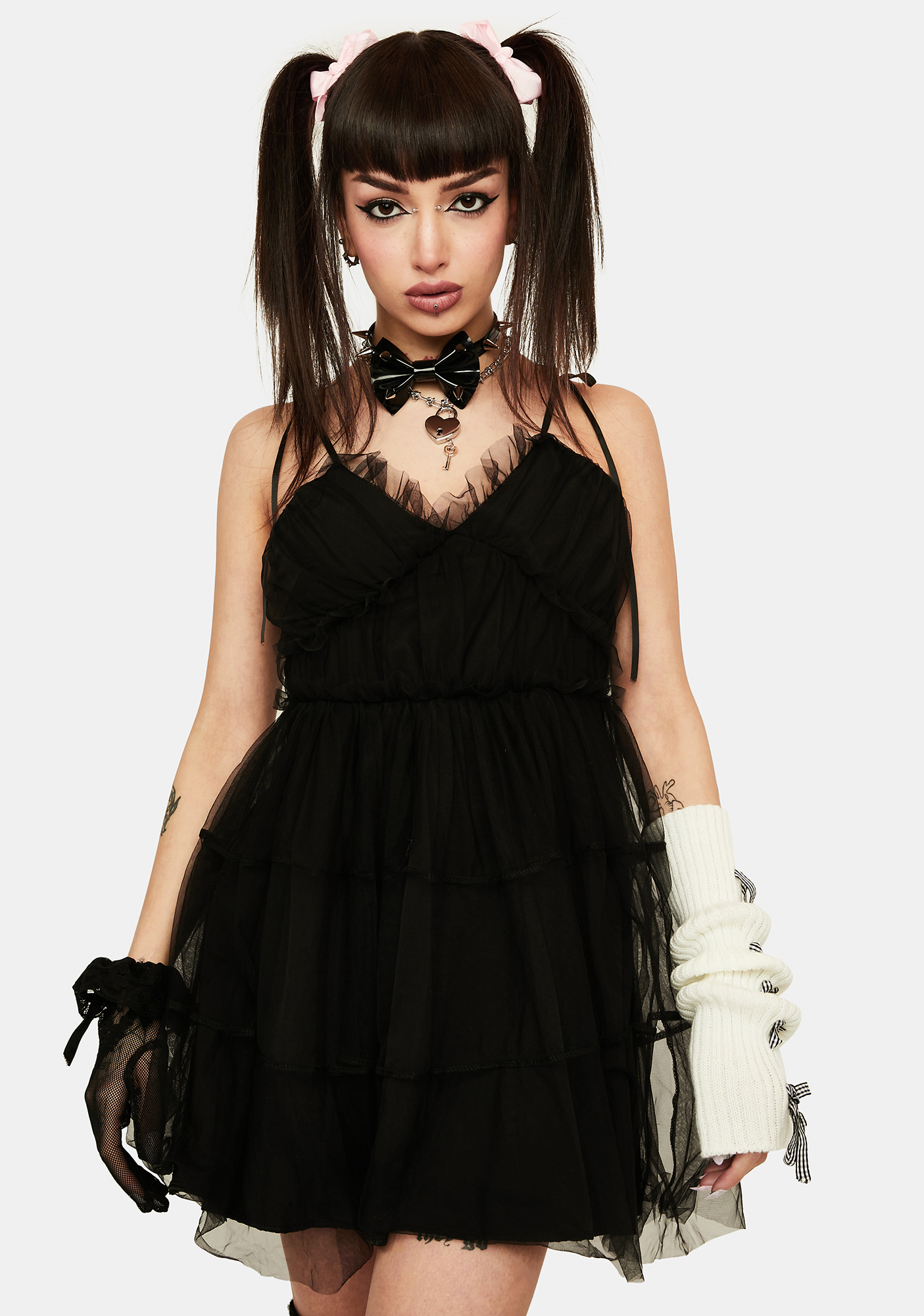 Babydoll Dress With Ruffle Trim Black Dolls Kill