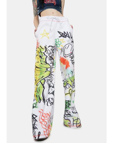 graffiti print sweatpants