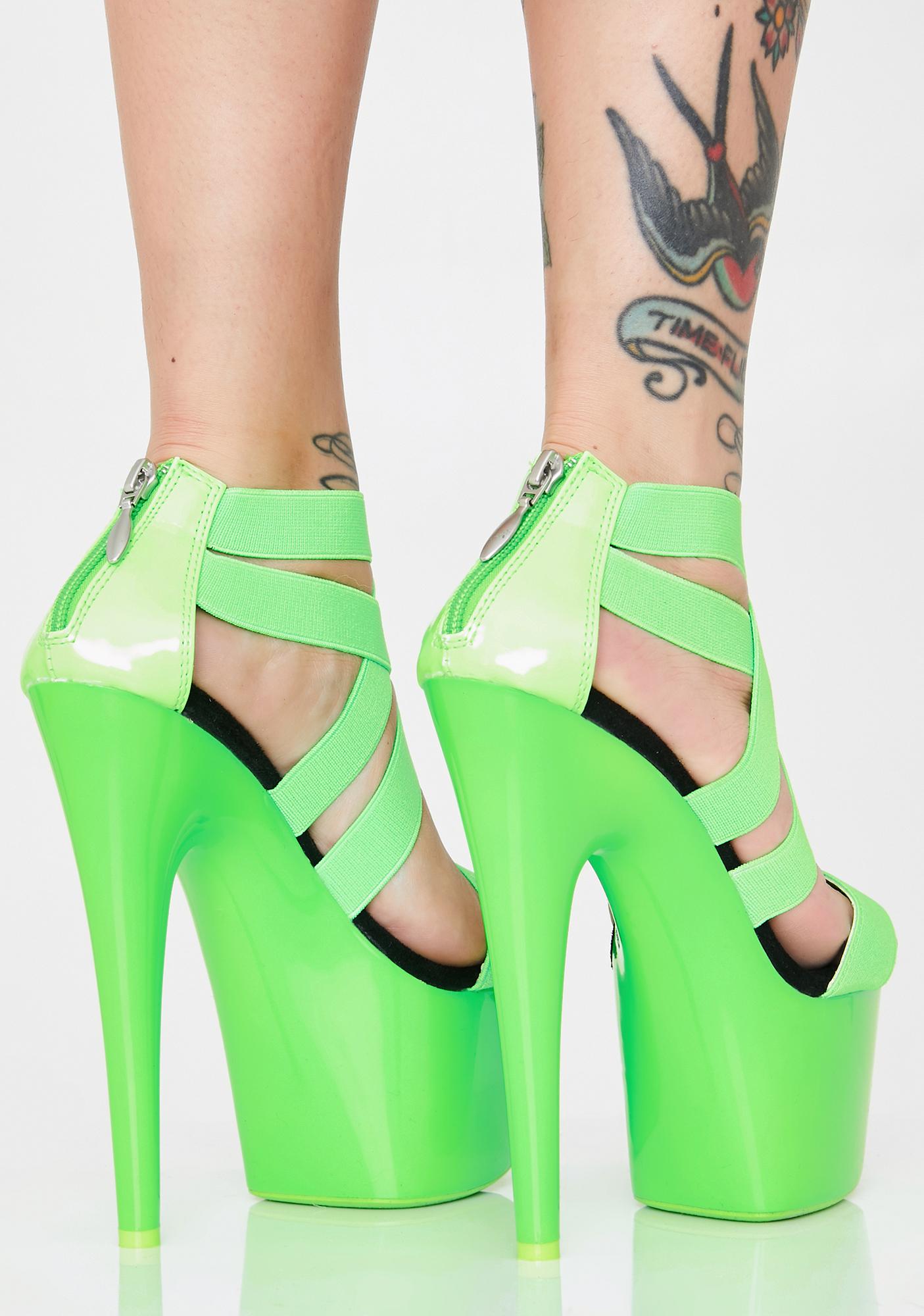 Pleaser UV Neon Green Platform Heels | Dolls Kill