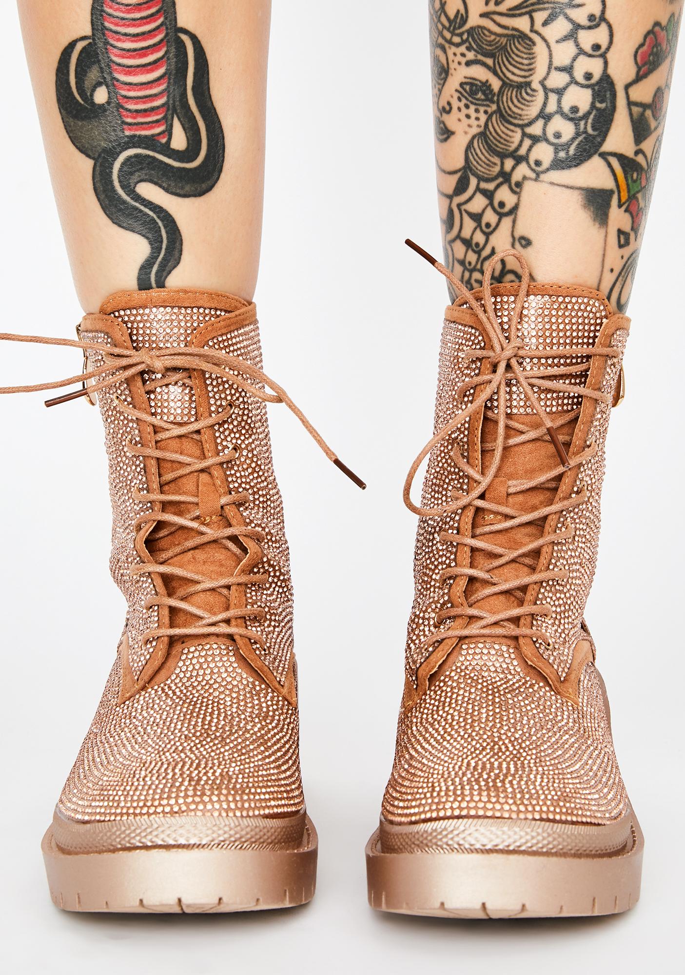 combat boots with rhinestones