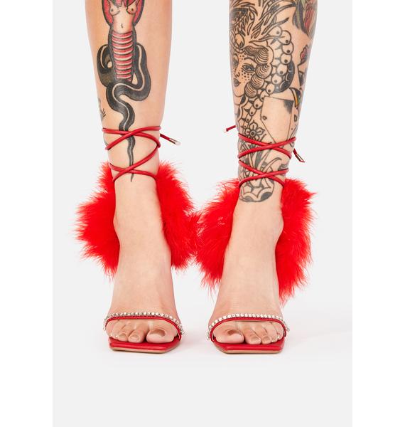 red marabou heels