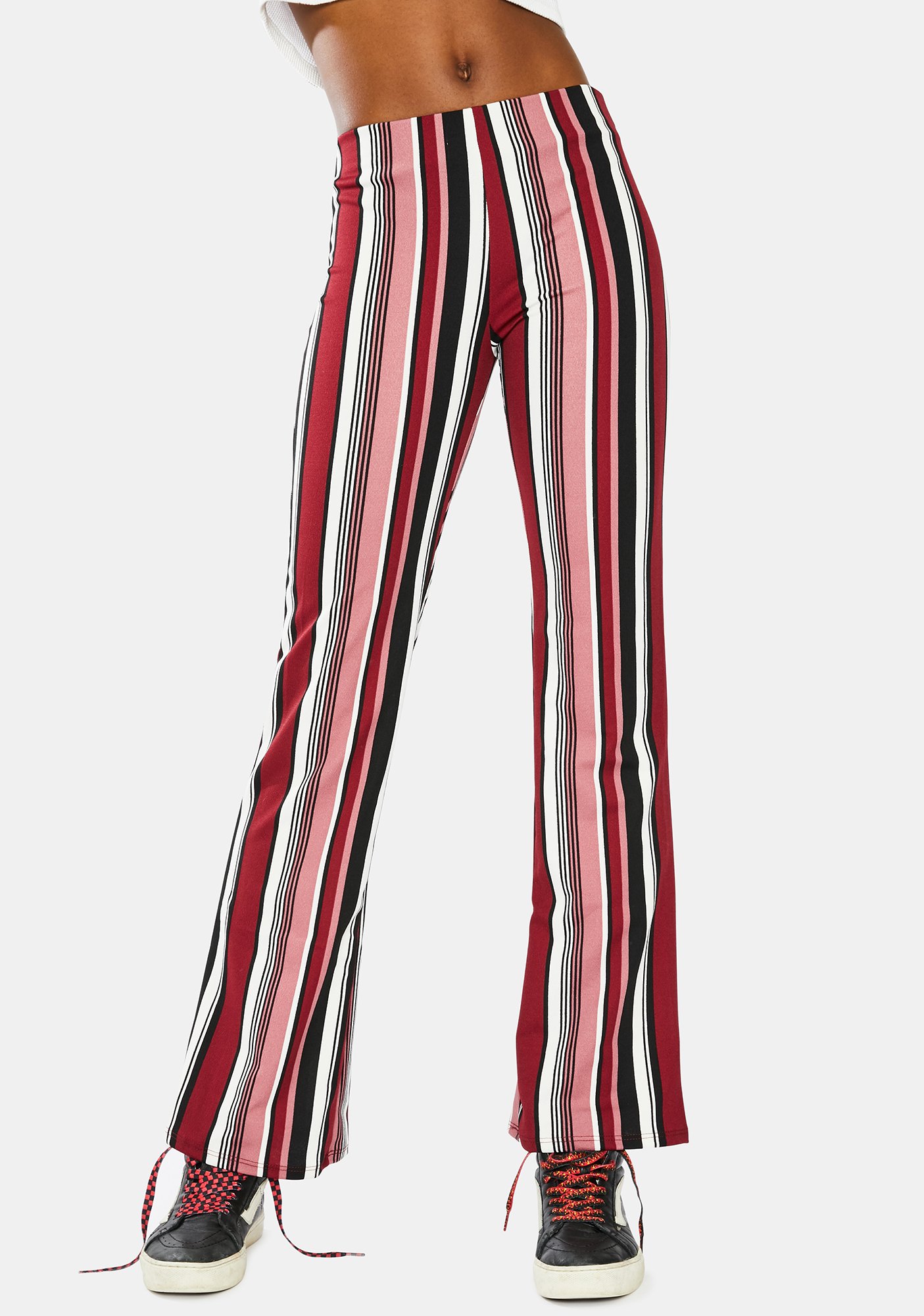 rainbow striped flare pants