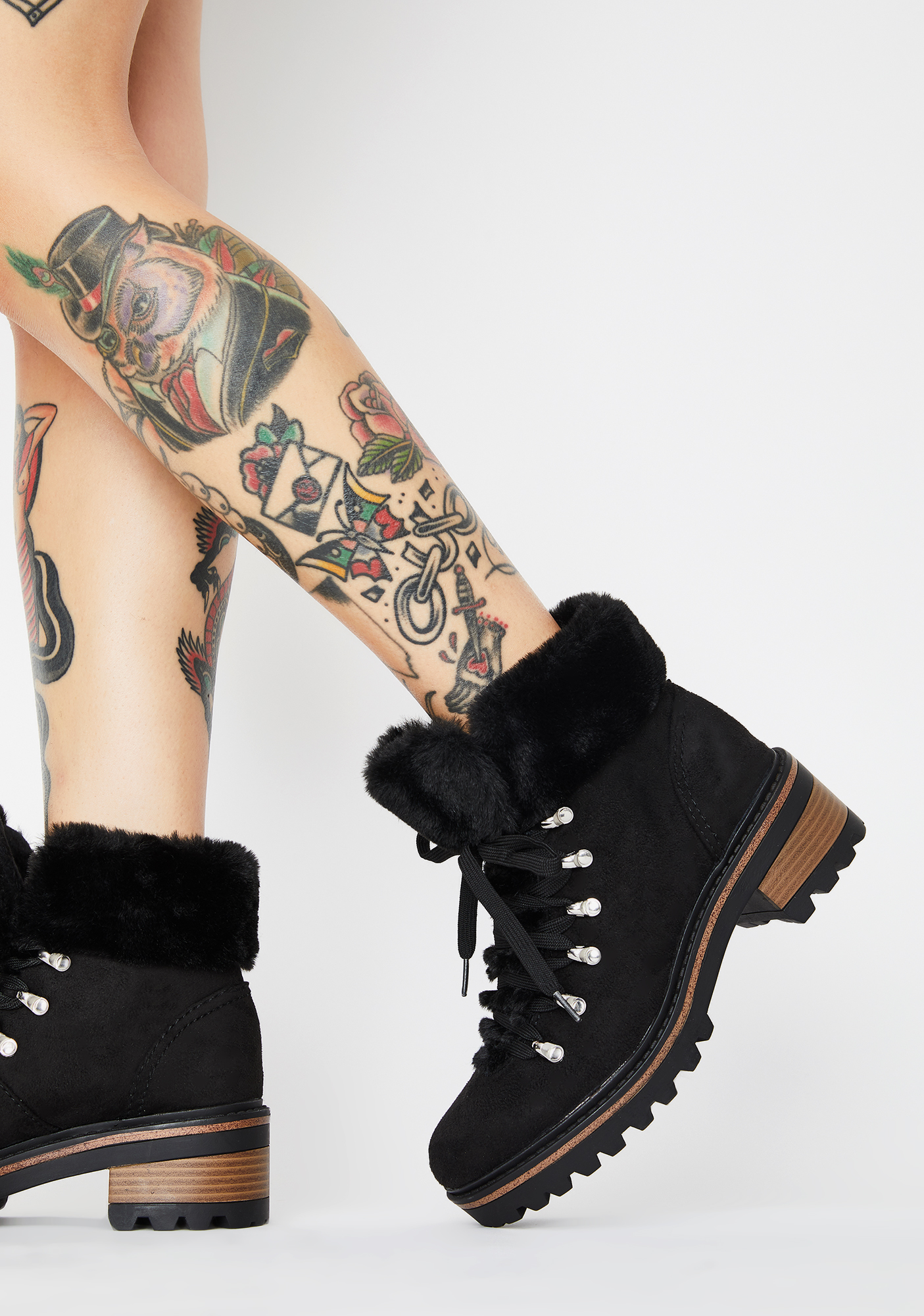 faux fur hiker ankle boots