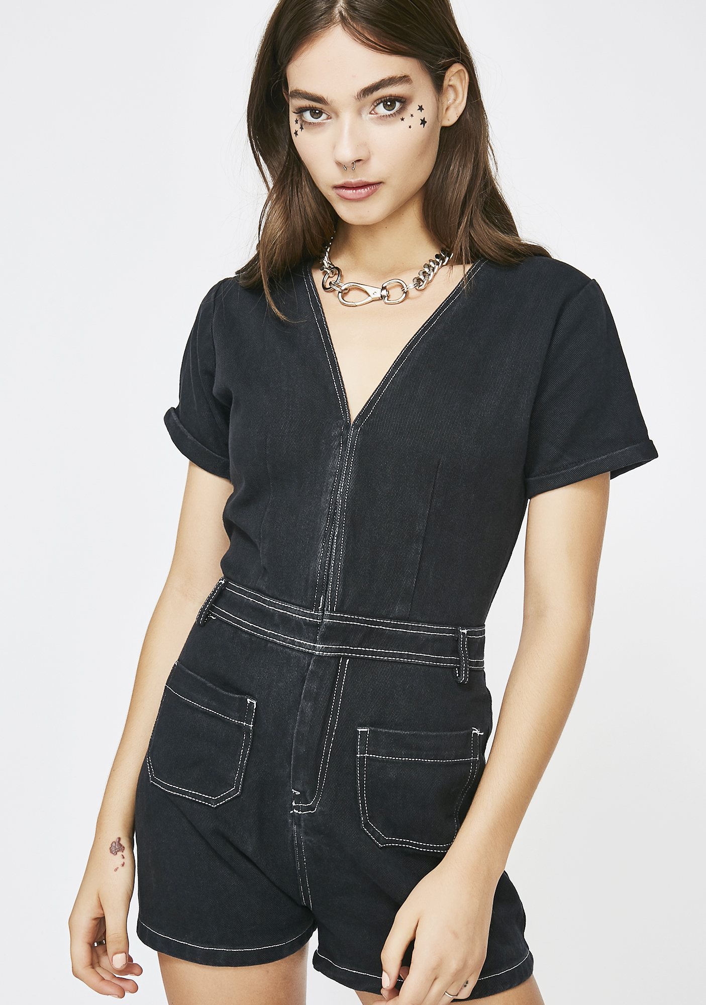 black short sleeve romper