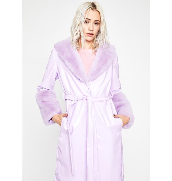 purple fur trim coat